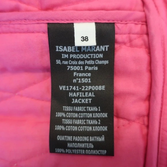Isabel Marant Etoile Quilted Patchwork Jacket Hafileal Pink/Multi Size 38 NEW - Picture 6 of 7